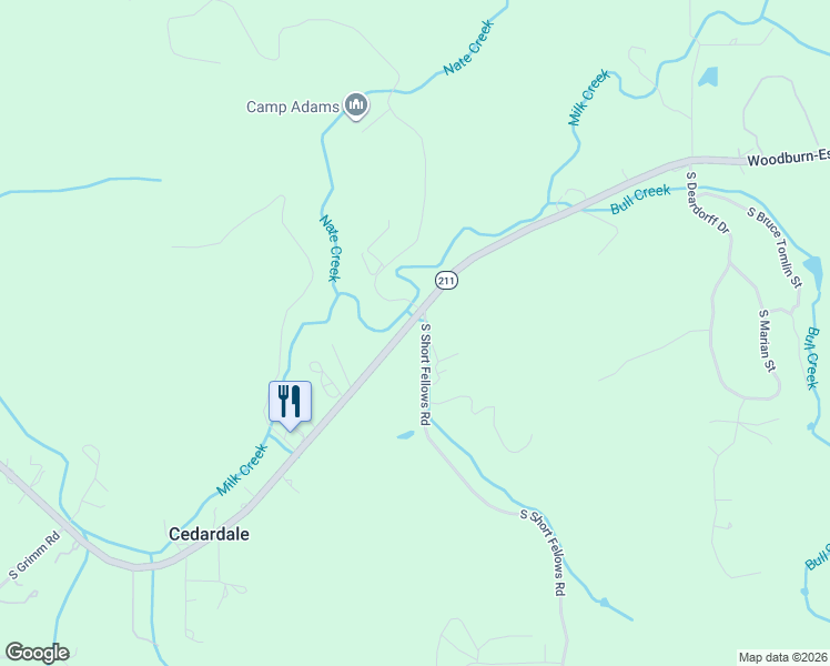 map of restaurants, bars, coffee shops, grocery stores, and more near 18462 Oregon 211 in Molalla
