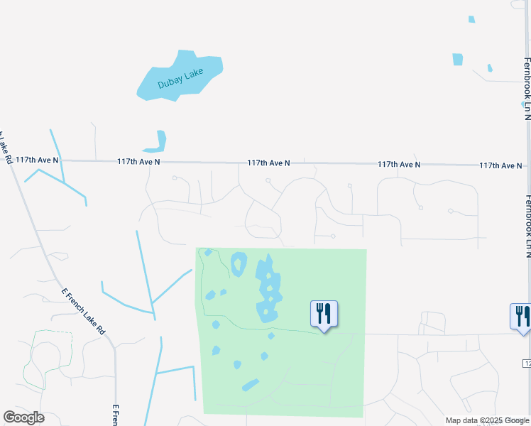 map of restaurants, bars, coffee shops, grocery stores, and more near 11551 Brayburn Trail in Maple Grove