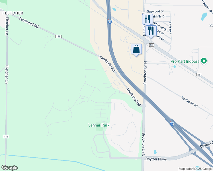 map of restaurants, bars, coffee shops, grocery stores, and more near 11578 Laurel Springs Path in Maple Grove