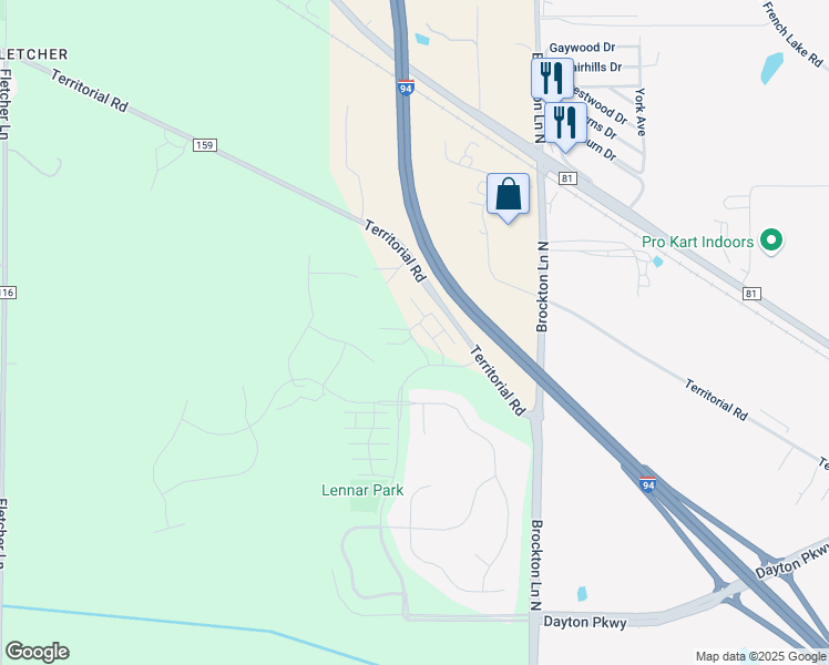 map of restaurants, bars, coffee shops, grocery stores, and more near 11578 Laurel Springs Path in Maple Grove