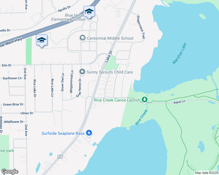 map of restaurants, bars, coffee shops, grocery stores, and more near 534 Aqua Circle in Lino Lakes
