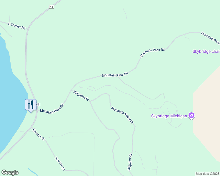 map of restaurants, bars, coffee shops, grocery stores, and more near Powder Ridge in Boyne Falls