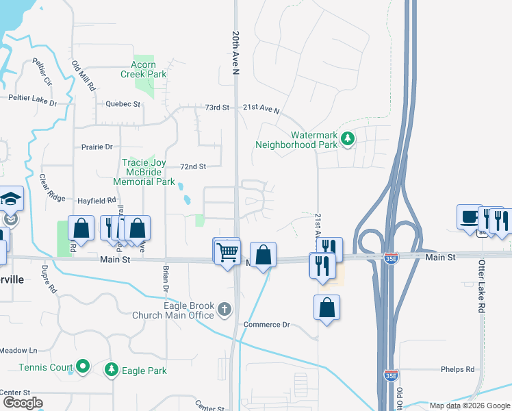 map of restaurants, bars, coffee shops, grocery stores, and more near 2058 Willow Circle in Centerville