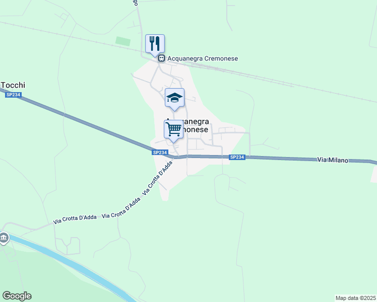 map of restaurants, bars, coffee shops, grocery stores, and more near 4 Viale Europa in Acquanegra Cremonese