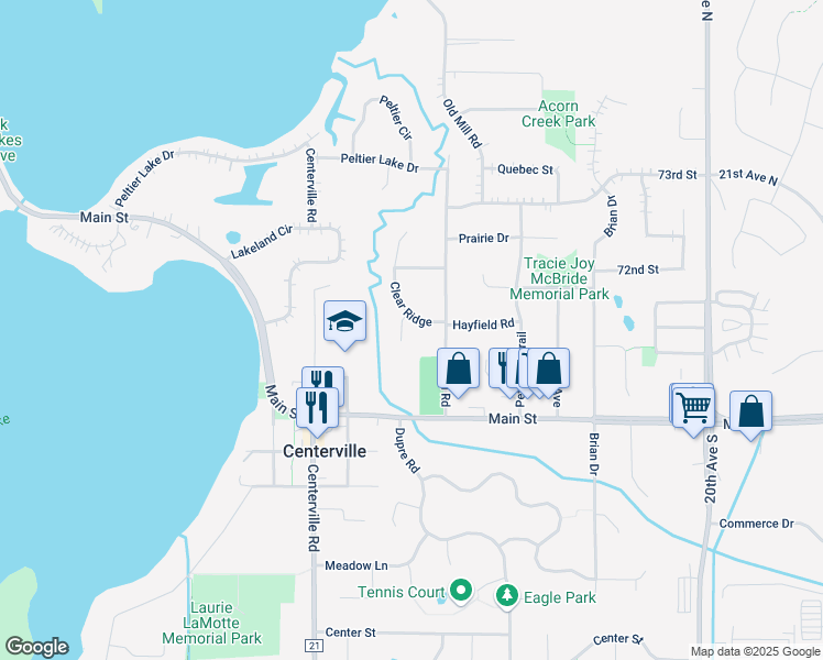 map of restaurants, bars, coffee shops, grocery stores, and more near 7170 Grangeview North in Centerville