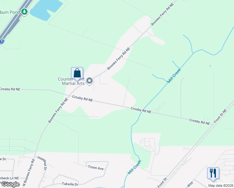 map of restaurants, bars, coffee shops, grocery stores, and more near 10629 Crosby Road Northeast in Woodburn