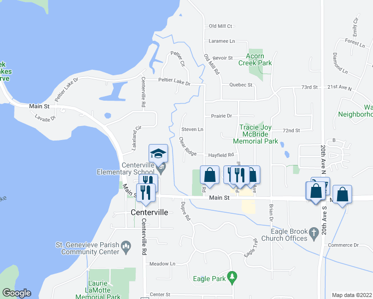 map of restaurants, bars, coffee shops, grocery stores, and more near 7170 Grangeview North in Centerville