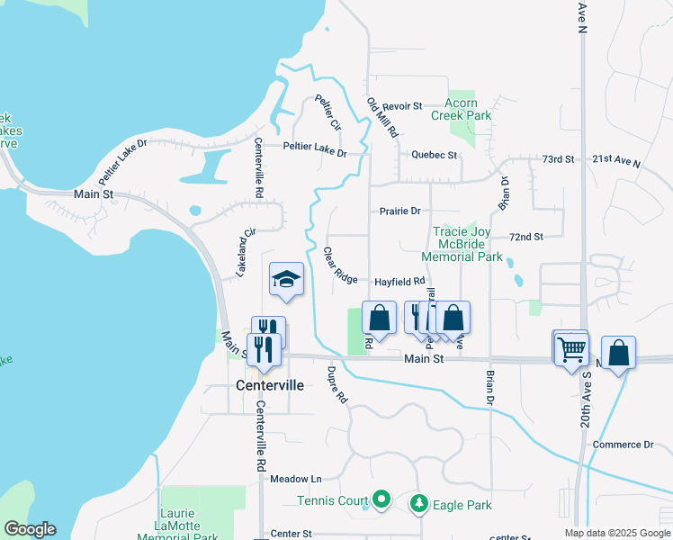 map of restaurants, bars, coffee shops, grocery stores, and more near 7170 Grangeview North in Centerville