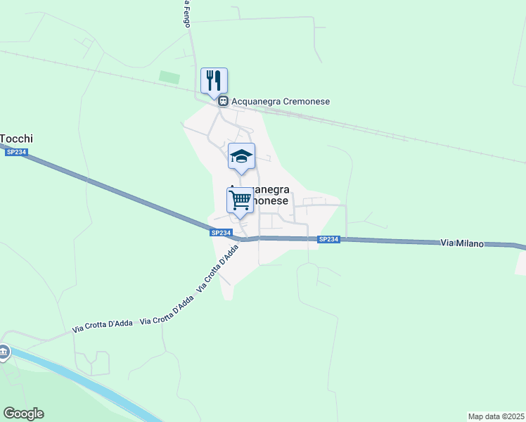 map of restaurants, bars, coffee shops, grocery stores, and more near 4 Viale Europa in Acquanegra Cremonese
