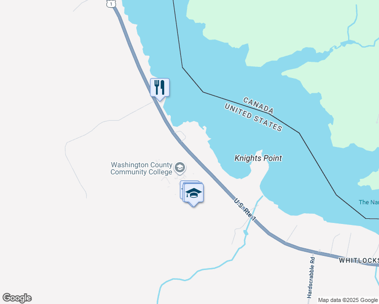 map of restaurants, bars, coffee shops, grocery stores, and more near 0 River Road in Calais