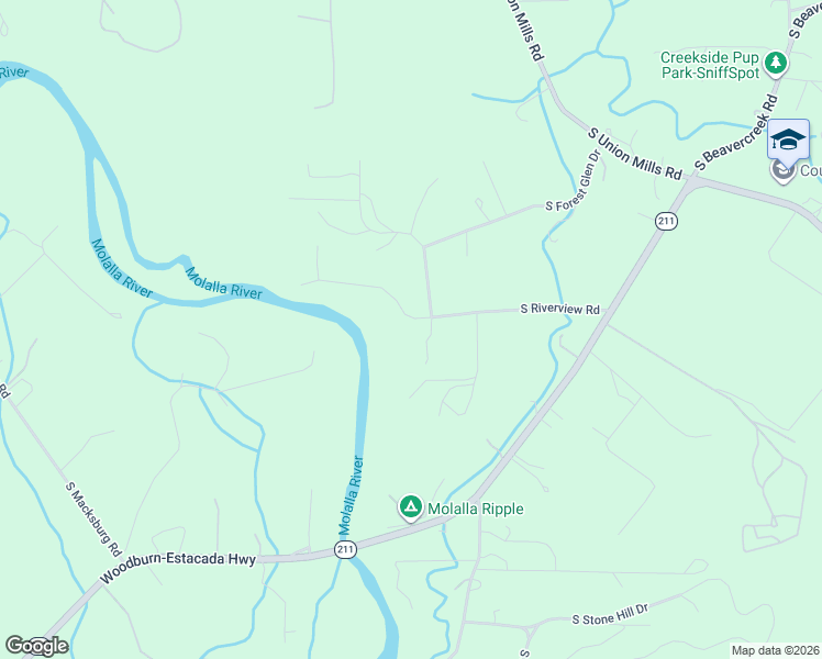 map of restaurants, bars, coffee shops, grocery stores, and more near 16101-16349 South Riverview Road in Molalla