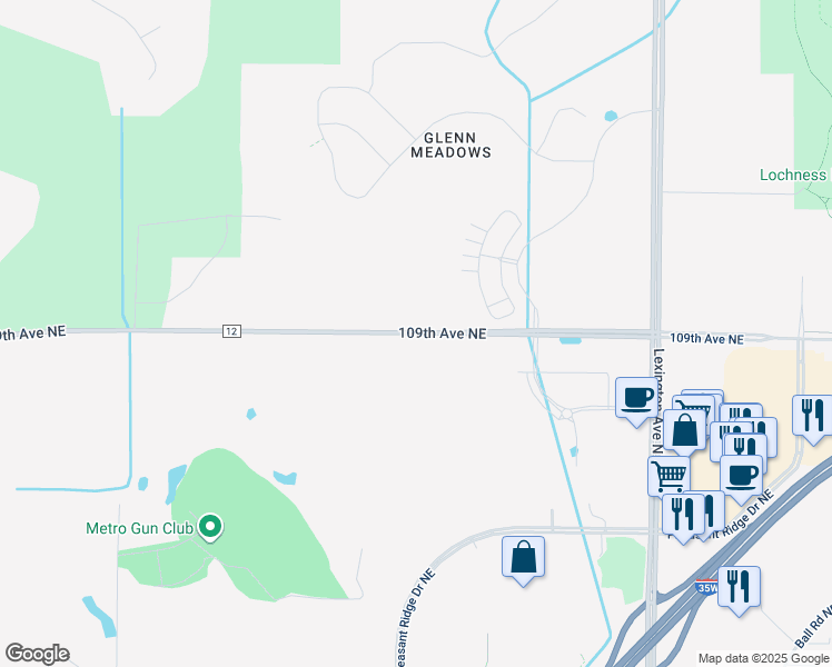 map of restaurants, bars, coffee shops, grocery stores, and more near 3951 109th Avenue Northeast in Blaine