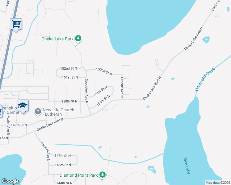 map of restaurants, bars, coffee shops, grocery stores, and more near 6467 150th Street North in Hugo