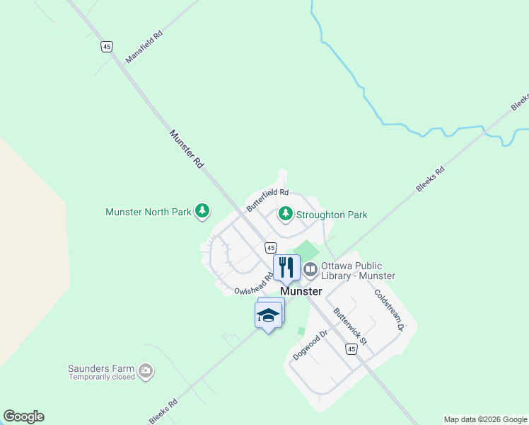 map of restaurants, bars, coffee shops, grocery stores, and more near 5 Stroughton Crescent in Ottawa