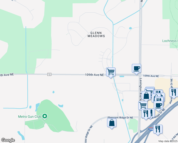 map of restaurants, bars, coffee shops, grocery stores, and more near 3953 109th Avenue Northeast in Blaine