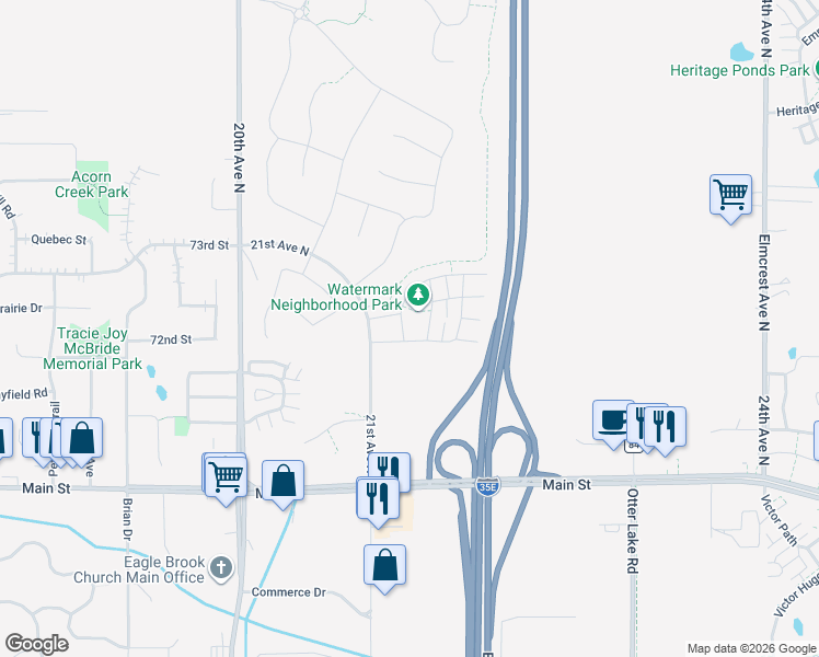 map of restaurants, bars, coffee shops, grocery stores, and more near 7249 Fall Drive in Lino Lakes