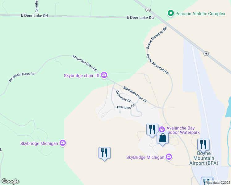 map of restaurants, bars, coffee shops, grocery stores, and more near in Boyne Falls