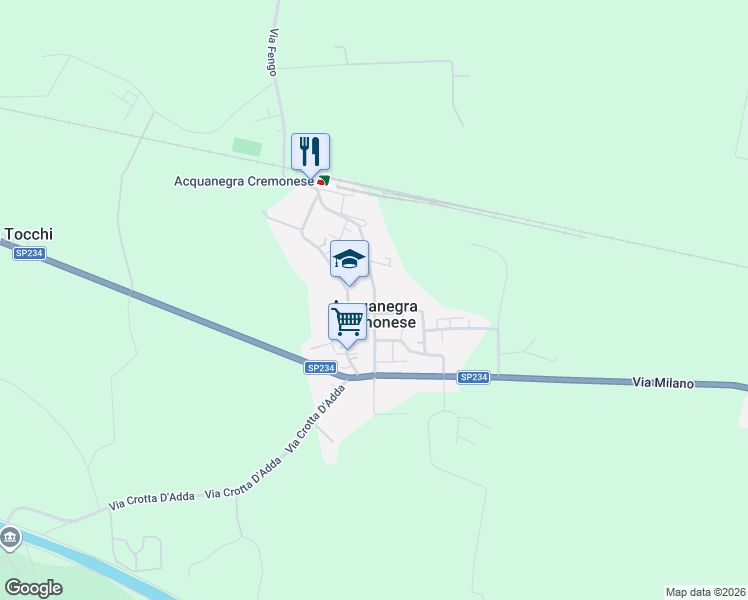 map of restaurants, bars, coffee shops, grocery stores, and more near 26-30 Viale Europa in Acquanegra Cremonese