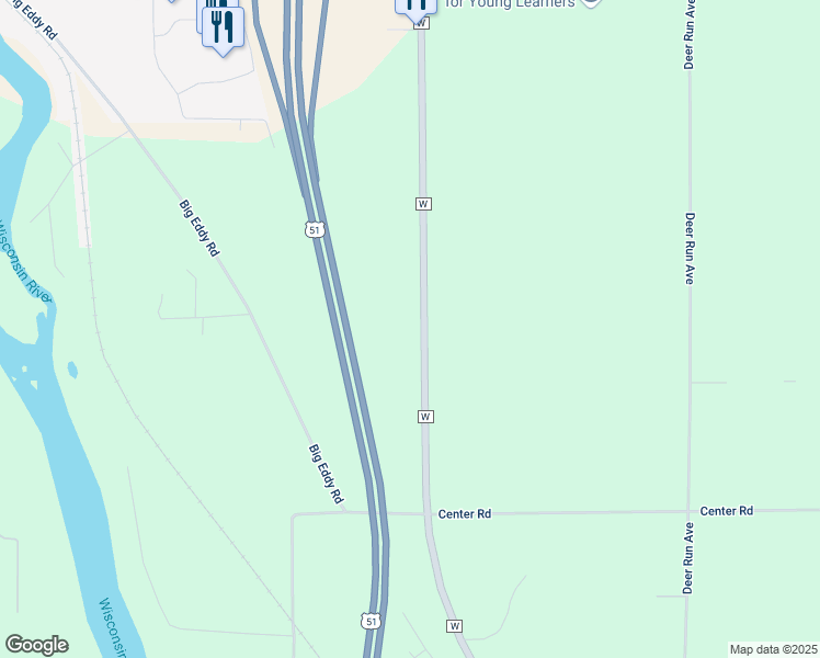 map of restaurants, bars, coffee shops, grocery stores, and more near N1435 County Road W in Merrill