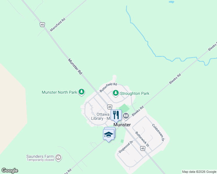 map of restaurants, bars, coffee shops, grocery stores, and more near 5 Stroughton Crescent in Ottawa