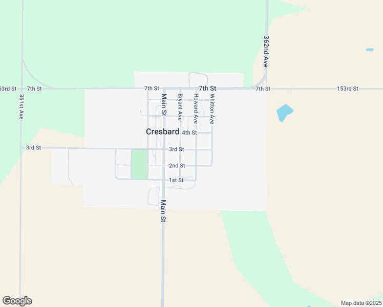 map of restaurants, bars, coffee shops, grocery stores, and more near 207 Howard Avenue in Cresbard