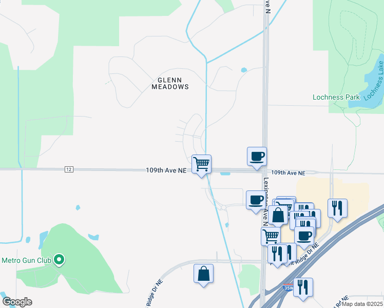 map of restaurants, bars, coffee shops, grocery stores, and more near 3953 109th Avenue Northeast in Blaine