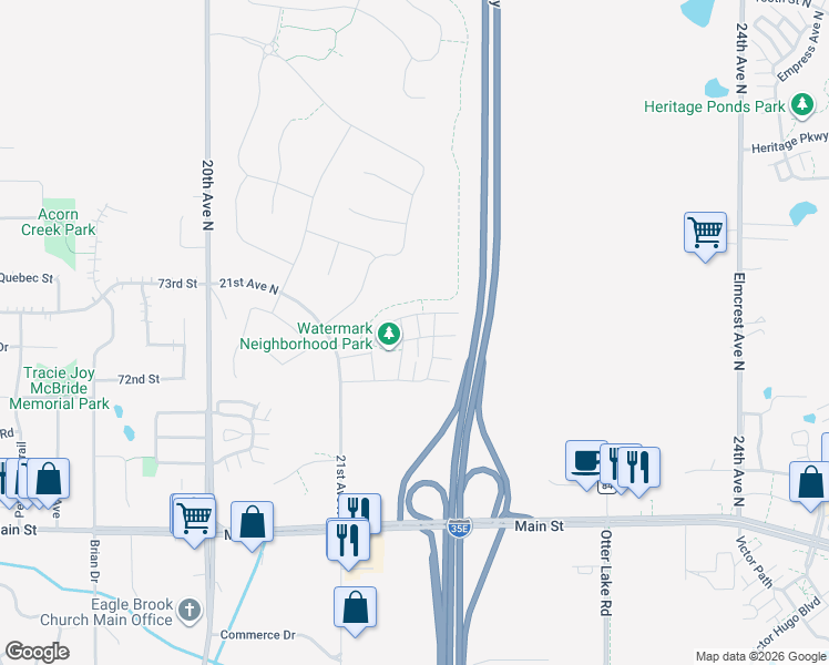 map of restaurants, bars, coffee shops, grocery stores, and more near 7249 Fall Drive in Lino Lakes