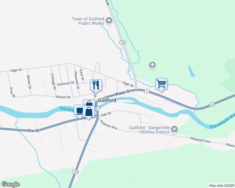 map of restaurants, bars, coffee shops, grocery stores, and more near in Guilford