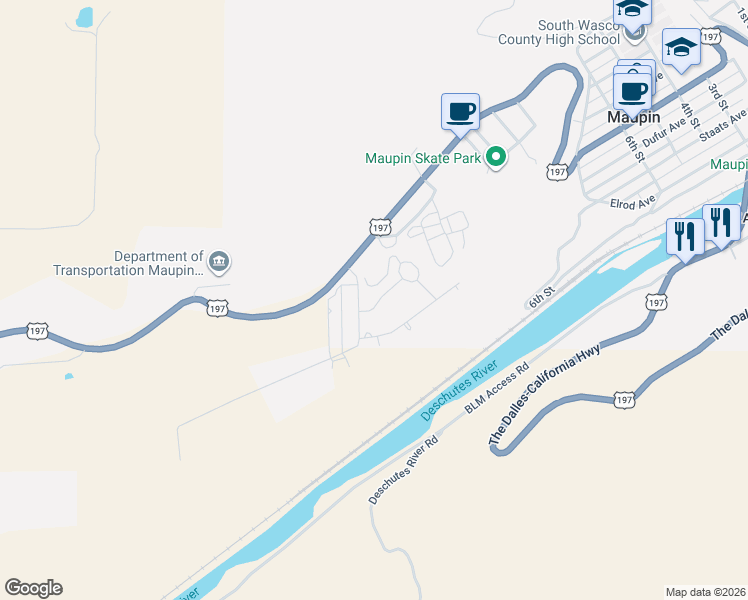 map of restaurants, bars, coffee shops, grocery stores, and more near 1504 Fish Tail Road in Maupin