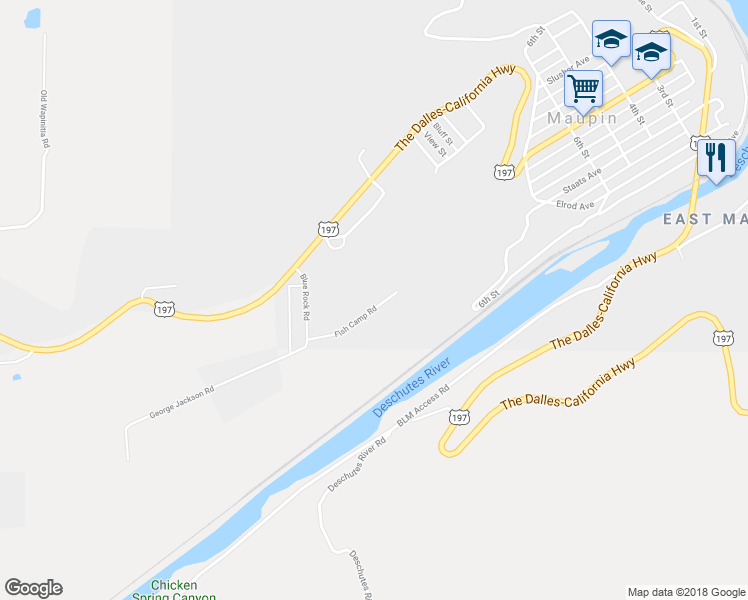 map of restaurants, bars, coffee shops, grocery stores, and more near 1422 Fish Camp Road in Maupin