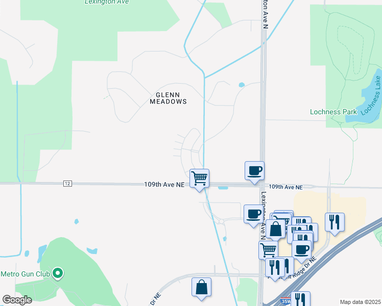 map of restaurants, bars, coffee shops, grocery stores, and more near 3951 109th Avenue Northeast in Blaine