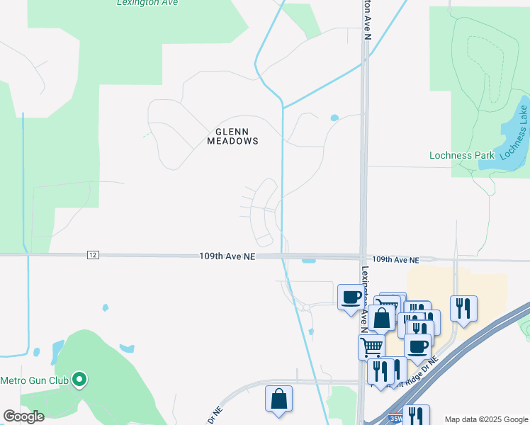 map of restaurants, bars, coffee shops, grocery stores, and more near 3951 109th Avenue Northeast in Blaine