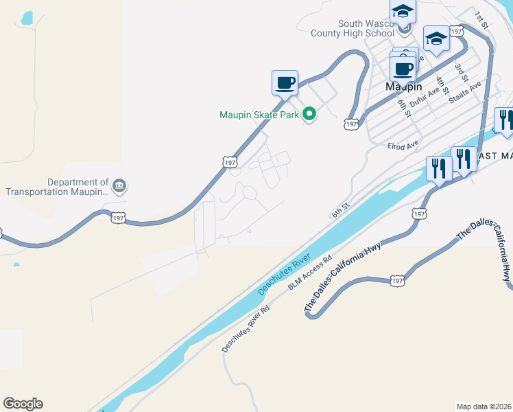 map of restaurants, bars, coffee shops, grocery stores, and more near 205 Little Lake Road in Maupin