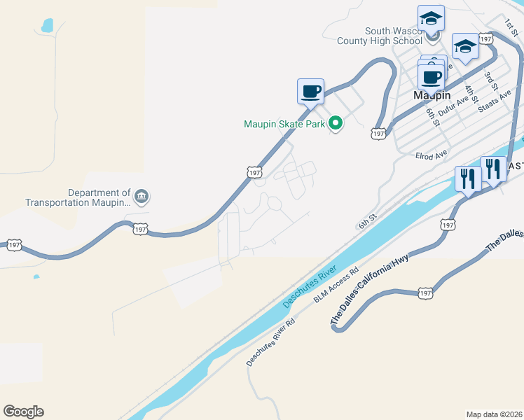 map of restaurants, bars, coffee shops, grocery stores, and more near 1430 Fish Tail Road in Maupin