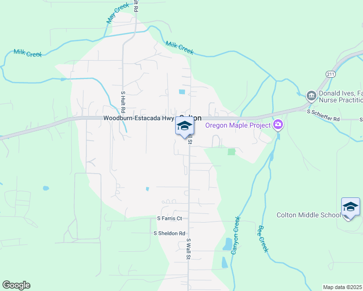 map of restaurants, bars, coffee shops, grocery stores, and more near 30205 South Wall Street in Colton