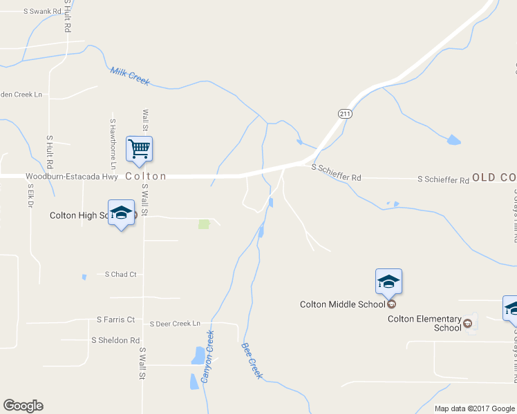 map of restaurants, bars, coffee shops, grocery stores, and more near 30088 South Camp Colton Drive in Colton