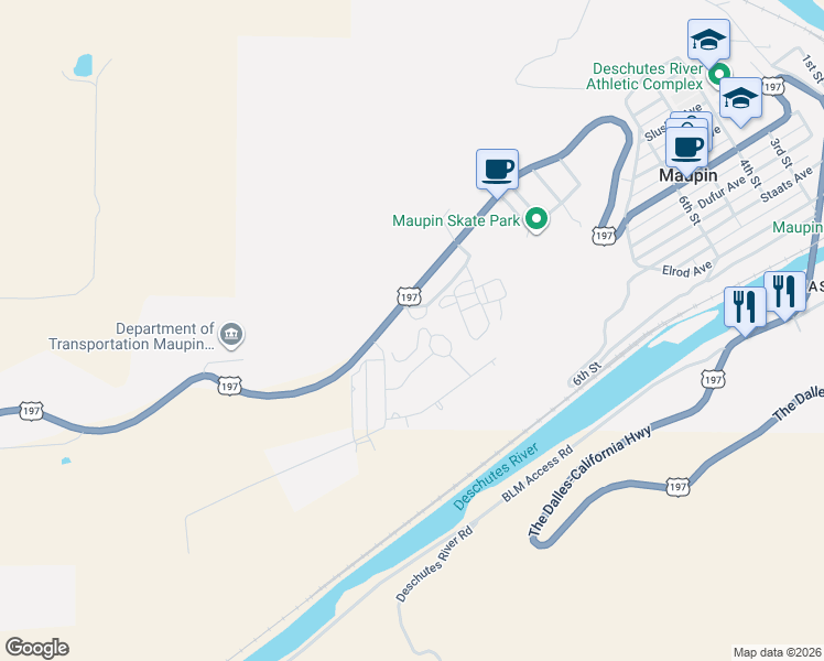 map of restaurants, bars, coffee shops, grocery stores, and more near 401 Little Lake Road in Maupin