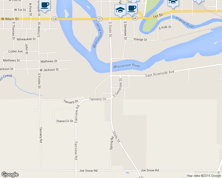 map of restaurants, bars, coffee shops, grocery stores, and more near 810 South State Street in Merrill