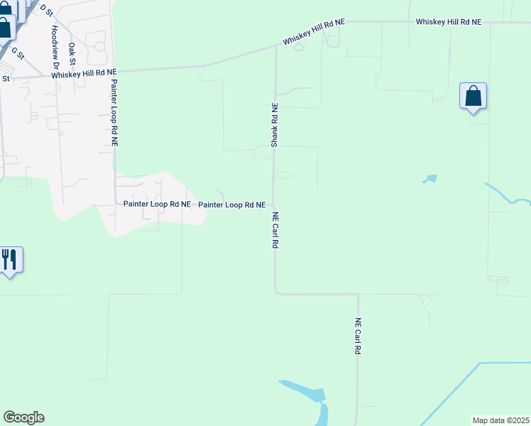 map of restaurants, bars, coffee shops, grocery stores, and more near 17505 Painter Loop Road Northeast in Hubbard