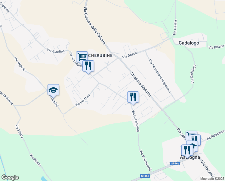 map of restaurants, bars, coffee shops, grocery stores, and more near 89 Via G. Leopardi in Cerea