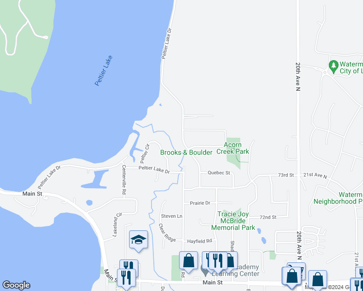 map of restaurants, bars, coffee shops, grocery stores, and more near 7355 Old Mill Road in Centerville