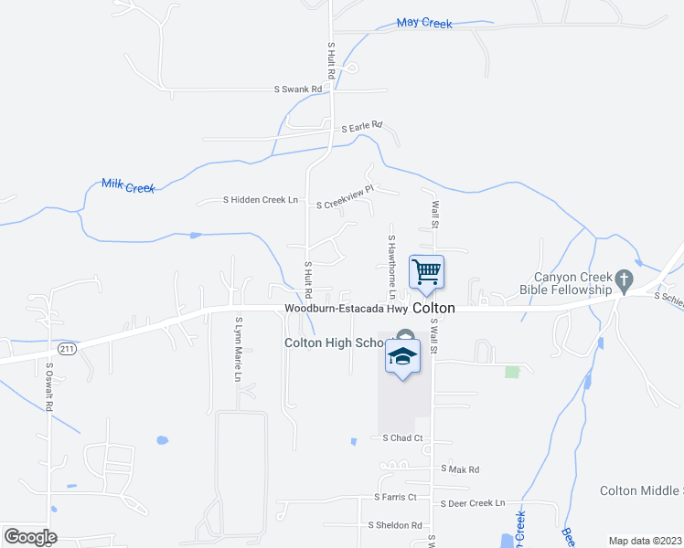 map of restaurants, bars, coffee shops, grocery stores, and more near 29922 South Hult Road in Colton