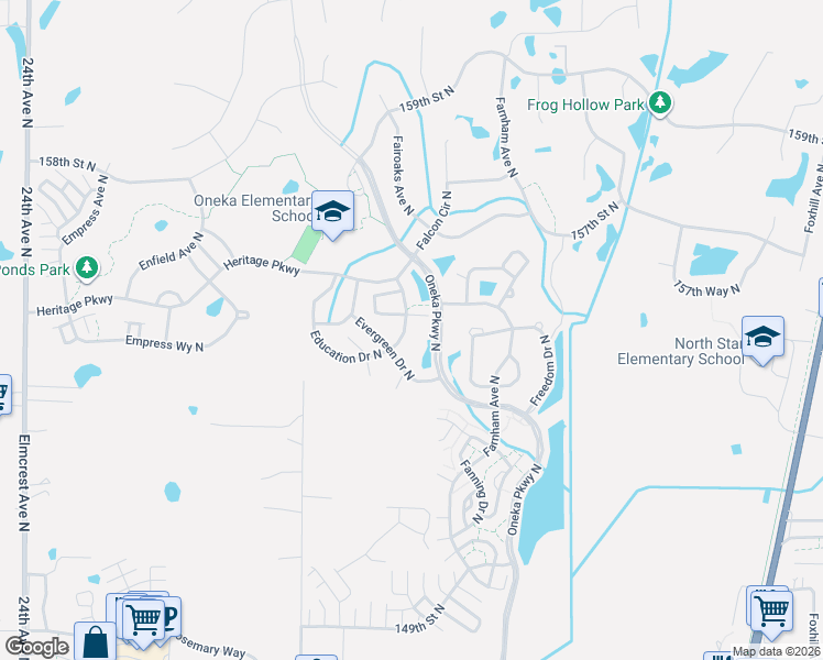 map of restaurants, bars, coffee shops, grocery stores, and more near 4963 Emmit Drive North in Hugo