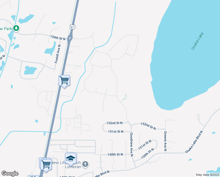 map of restaurants, bars, coffee shops, grocery stores, and more near 6136 Goodview Trail Circle North in Hugo