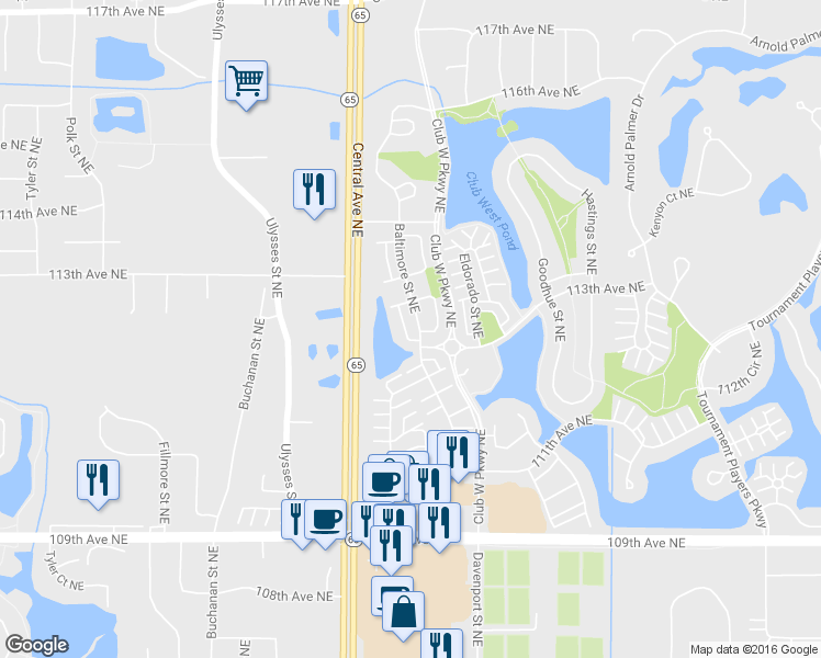 map of restaurants, bars, coffee shops, grocery stores, and more near 11313 Aberdeen Circle Northeast in Blaine