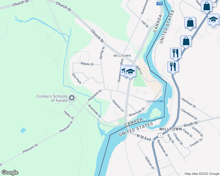 map of restaurants, bars, coffee shops, grocery stores, and more near 59 Pleasant Street in Saint Stephen