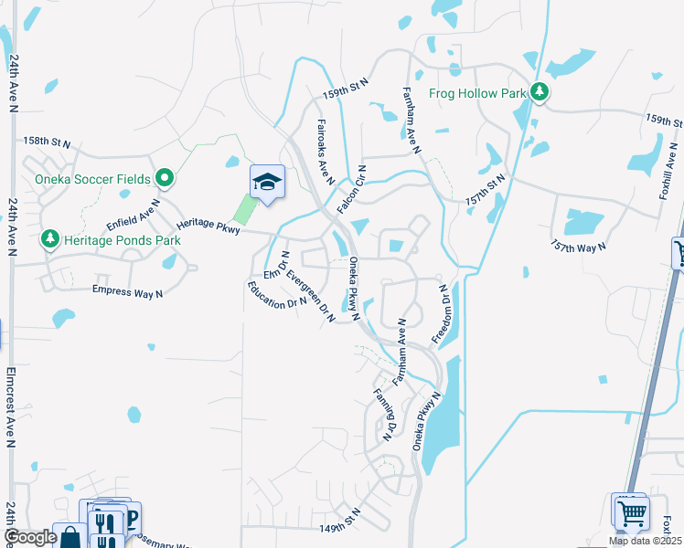 map of restaurants, bars, coffee shops, grocery stores, and more near 4963 Emmit Drive North in Hugo