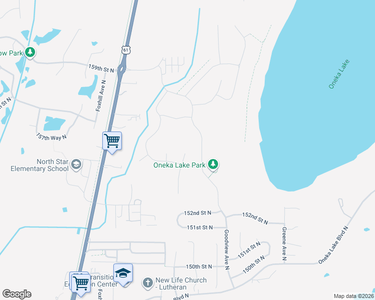 map of restaurants, bars, coffee shops, grocery stores, and more near 6128 Goodview Trail Circle North in Hugo