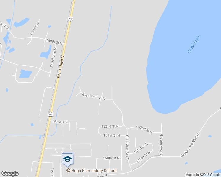 map of restaurants, bars, coffee shops, grocery stores, and more near 15490 Goodview Avenue North in Hugo