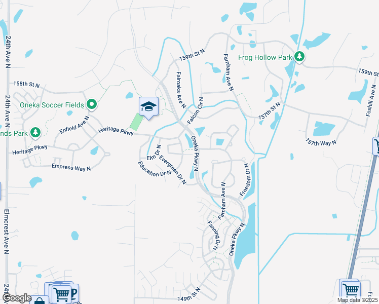 map of restaurants, bars, coffee shops, grocery stores, and more near 4964 Emmit Drive North in Hugo